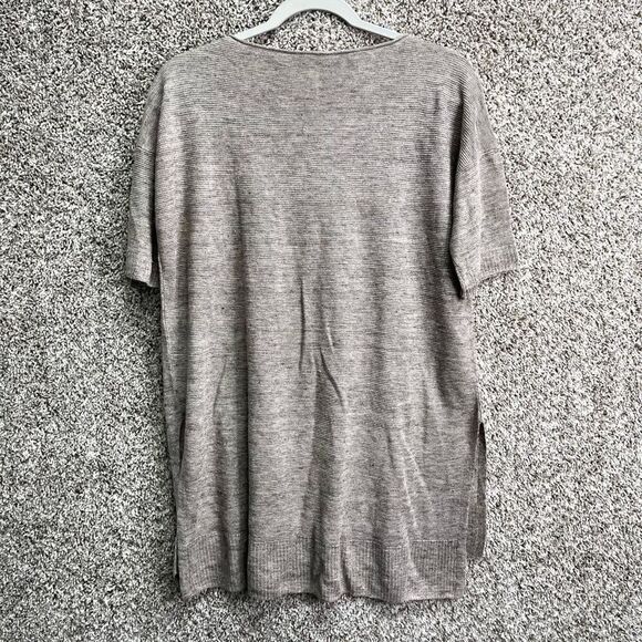 Eileen Fisher Top Women’s Small Lightweight 100% Linen Mélange Links Bateau Neck - Picture 6 of 7